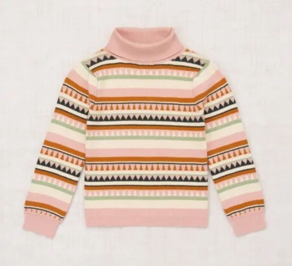 Misha & Puff Puffsleeve Turtleneck Rosette Blanket Pattern Pima Cotton Kids 4Y